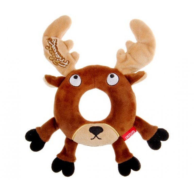 Hračka pes GiGwi Plush Friendz sob s gumovým kroužkem