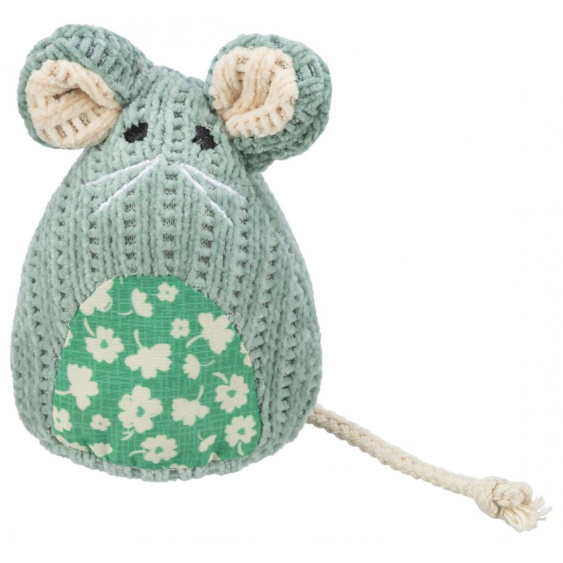 Myška tkaná sedící, s catnipem, 11 cm
