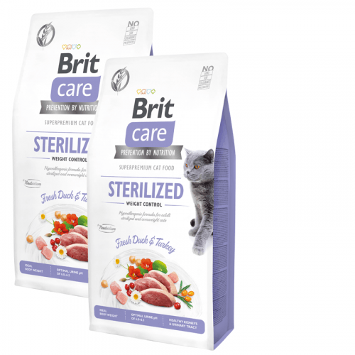 2x Brit Care Cat Grain-Free Sterilized & Weight Control 7kg