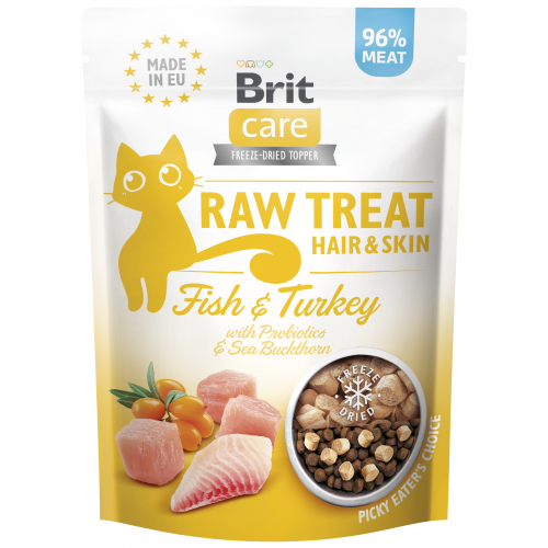 Brit Raw Treat Cat Hair&Skin, Fish&Turkey 40g