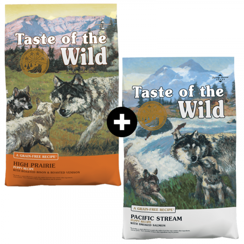 MOJE COMBO TOW (Taste of the Wild): High Prairie Puppy 12,2 kg + Pacific Stream 