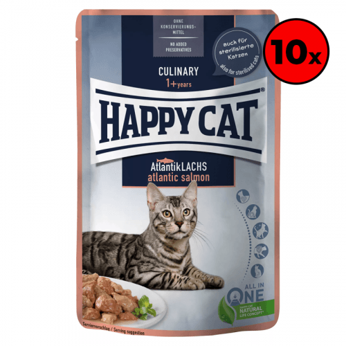 Happy Cat Pouches - Meat in Sauce Culinary Atlantik-Lachs 10 x 85 g