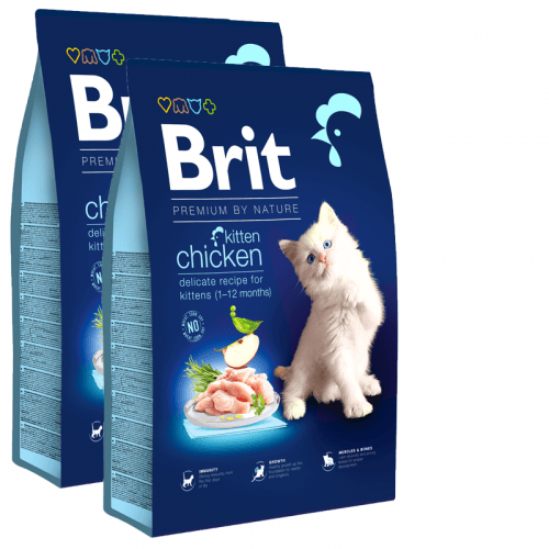 2x Brit Premium Cat by Nature Kitten Chicken 8kg