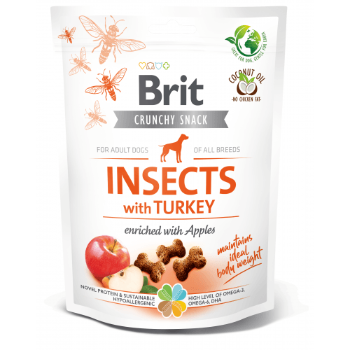 Brit Care Dog Crunchy Crack. Insec. Turkey Apples 200g (min. odběr 6 ks)