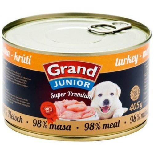 GRAND konzerva Superpremium Junior pes krůtí 405g