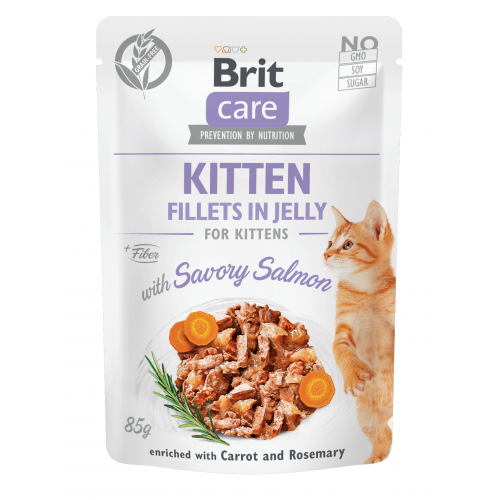 Brit Care Cat Fillets in Jelly Kitten with Salmon 85g (min. odběr 24 ks)