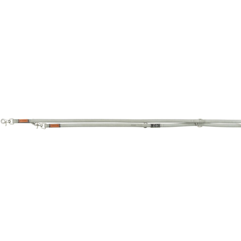 BE NORDIC kožené přepínací vodítko, L-XL: 2,00 m / 25 mm, světlešedá