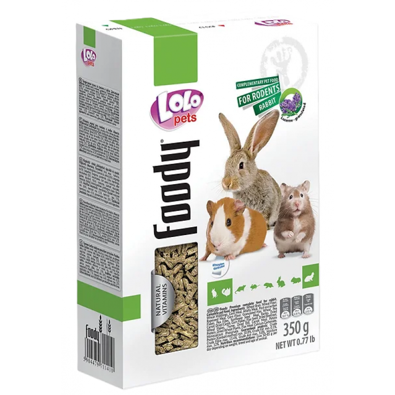 LOLO Foody granulovaná vojtěška pro hlodavce 350 g krabička