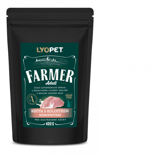 LYOPET Farmer Castrate Cat Krůta (monoprotein) s kolostrem 400 g