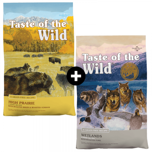 MOJE COMBO TOW (Taste of the Wild): High Prairie 12,2 kg + Wetlands 12,2 kg
