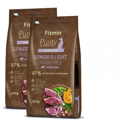 2x Fitmin Purity Dog Grain Free Senior&Light Lamb 12kg