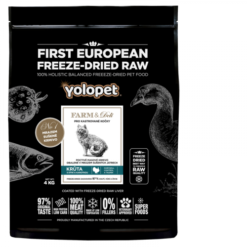YOLOPET Farm & Deli GF Monoprotein Turkey 4 kg (krůta pro kastrované kočky)
