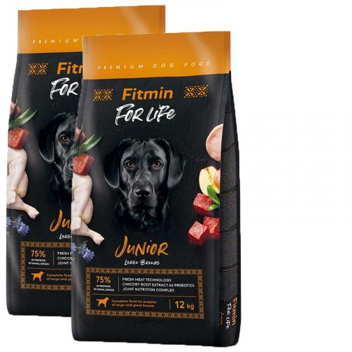 2 x Fitmin For Life DOG Junior Large Breeds 12 kg