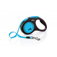 Vodítko FLEXI Neon S pásek 5m/15kg černá/modrá NEW