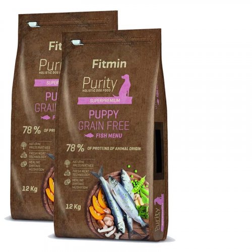 2x Fitmin Purity Dog Grain Free Puppy Fish 12kg