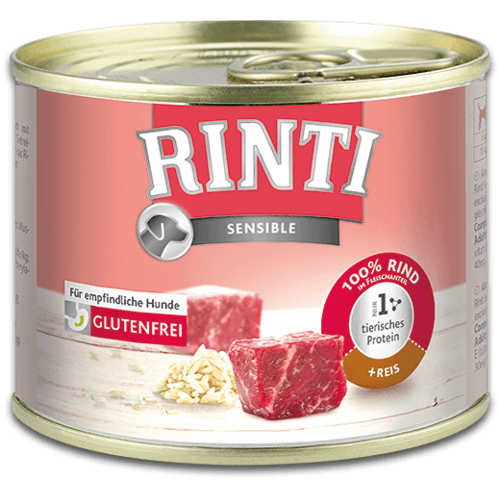 Rinti Dog Sensible konzerva hovězí+rýže 185g