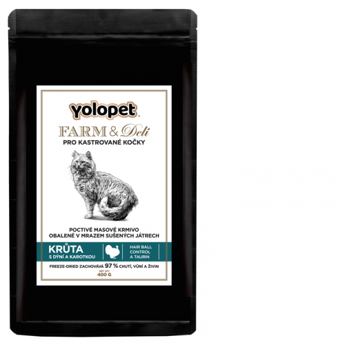 YOLOPET Farm & Deli GF Monoprotein Turkey 400 g (krůta pro kastrované kočky)