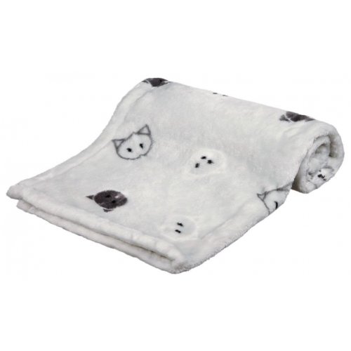 Plyšová deka MIMI 70 x 50 cm šedá s kočičími hlavami