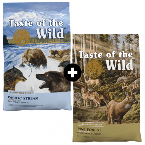 MOJE COMBO TOW (Taste of the Wild): Pacific Stream 12,2 kg + Pine Forest 12,2 kg