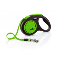 Vodítko FLEXI Neon M pásek 5m/25kg černá/zelená NEW