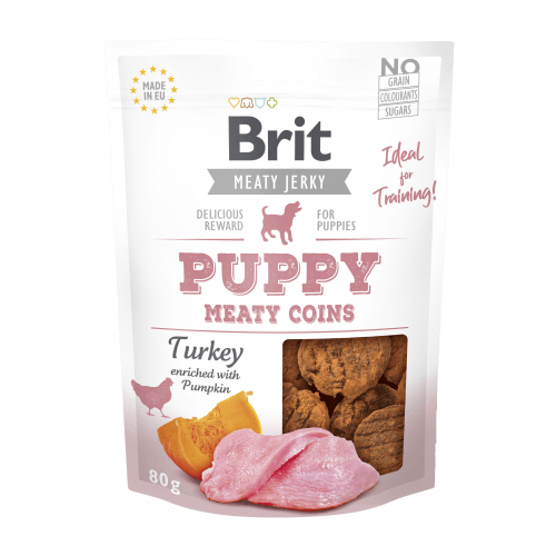 Brit Jerky Puppy Turkey Meaty Coins 80g (min. odběr 12 ks)
