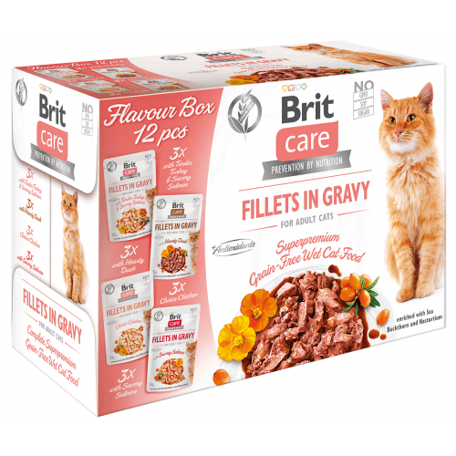 Brit Care Cat Fillets Gravy Flavour box 4 x 3 ks (12 x 85g)