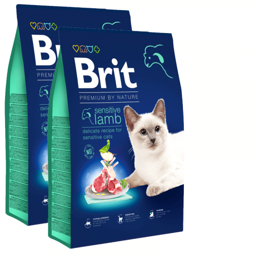 2x Brit Premium Cat by Nature Sensitive Lamb 8kg