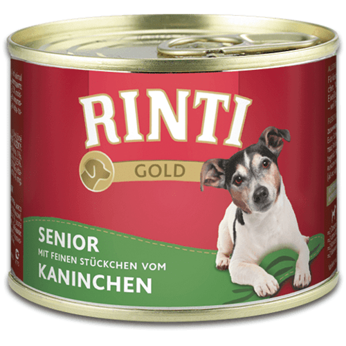 Rinti Dog Gold Senior konzerva králík 185g