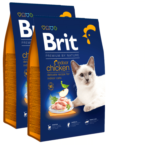 2x Brit Premium Cat by Nature Indoor Chicken 8kg