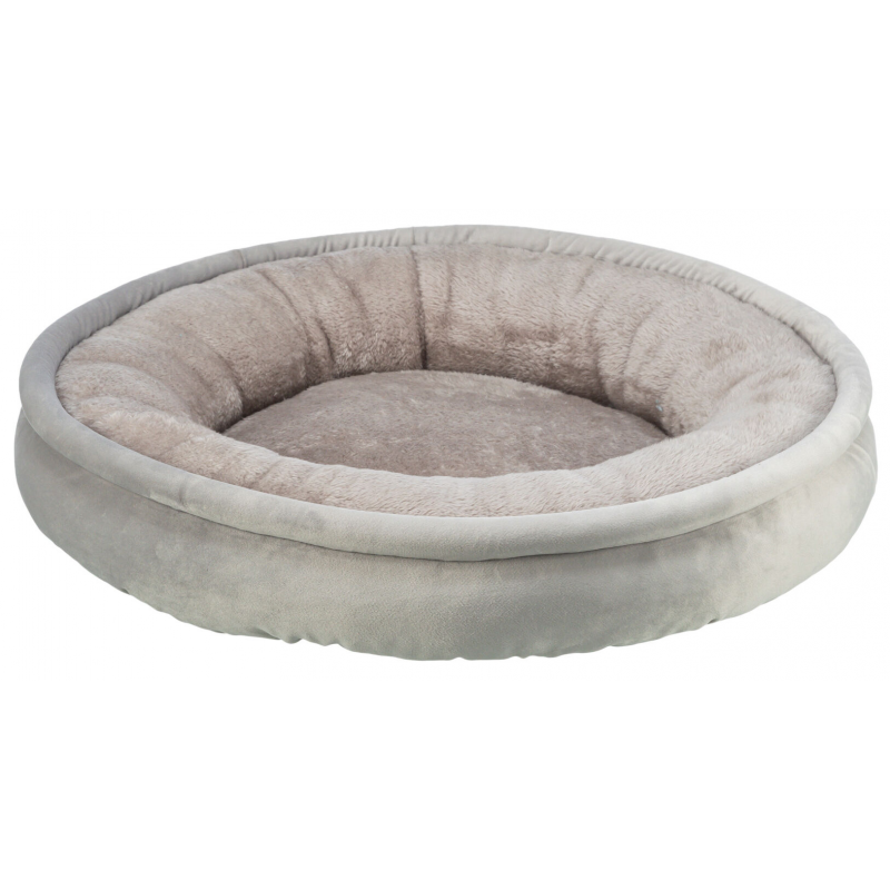 Kulatý sametový pelech EMMI, ø 80 cm, s okrajem, světlešedá