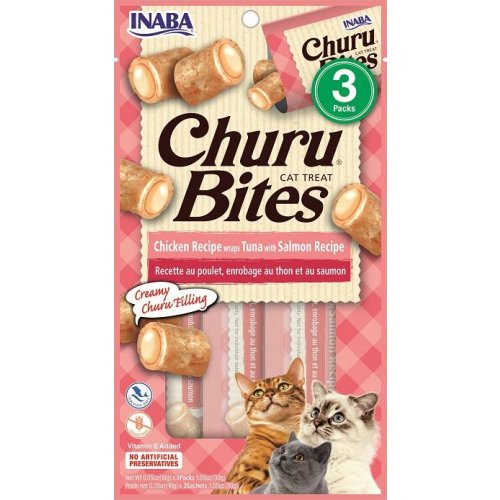 Churu Cat Bites Chicken wraps&Tuna Salmon Purée 3x10g