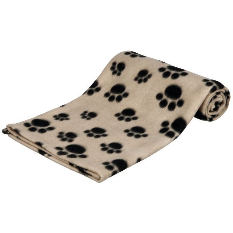 Flísová deka BEANY 100x70cm - béžová s černými tlapkami