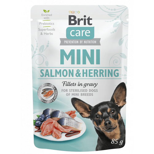 Brit Care Dog Mini Salmon&Herring steril fillets 85g (min. odběr 24 ks)