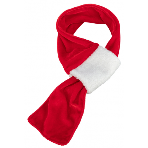 Xmas SCARF - vánoční sametová šála, 70 cm, červená/bílá