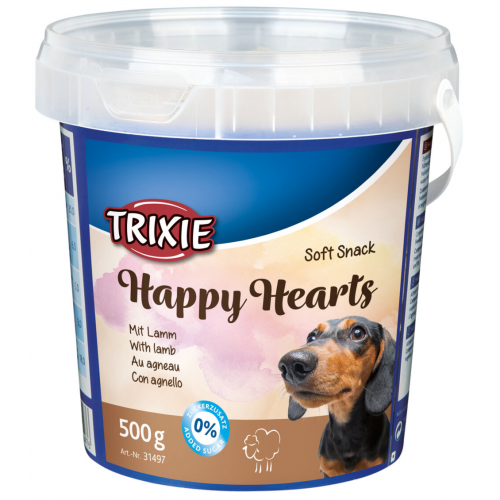 Soft Snack Happy Hearts - srdíčka jehněčí s rýží, kyblík 500 g