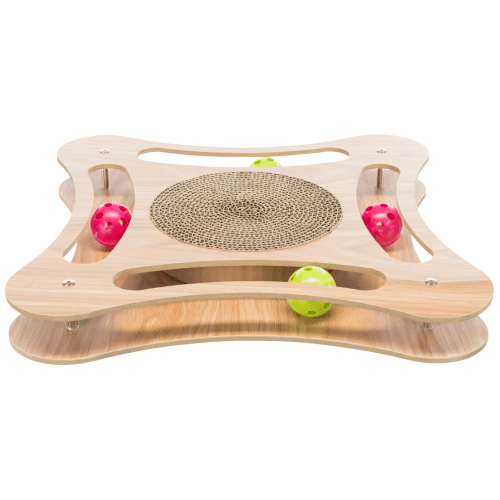 Škrábadlo v dřevěném rámu, s hračkami, 35 × 4 × 35 cm