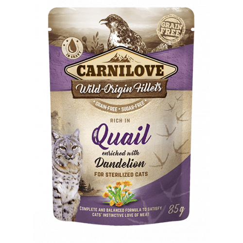 Carnilove Cat Pouch Rich in Quail Enriched with Dandelion for sterilized 85g