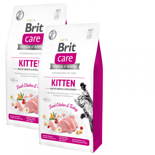 2x Brit Care Cat Grain-Free Kitten Healthy Growth&Development 7kg