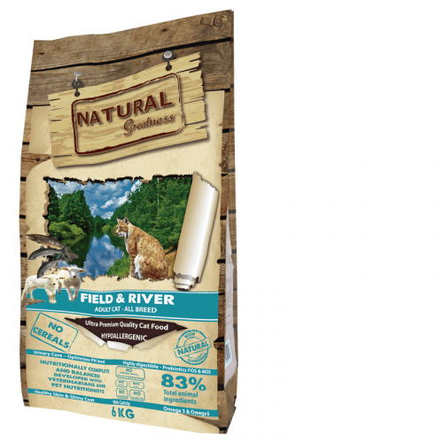 Natural Greatness Field,River Cat Recipe /losos,jehně/ 15 kg