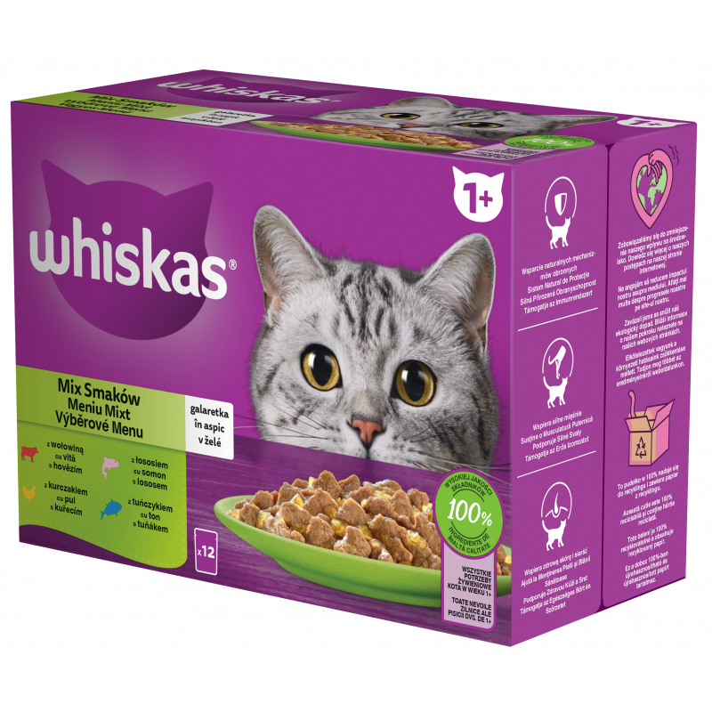 Whiskas kaps. Core Mix.výběr želé 12x85g