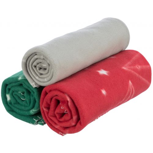 20 Xmas vánočních fleecových dek, 100x70cm & 150x100cm, červená,béžová,zelená