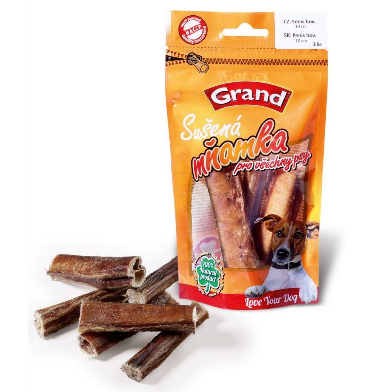 GRAND sušené pamlsky hovězí penis 3ks (10cm)