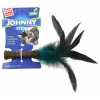 Hračka kočka GiGwi Johnny Stick Catnip s modrými peříčky