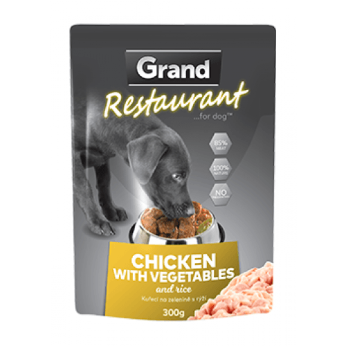 GRAND kaps. deluxe pes Restaur. 100% kuřecí, zel. 300g