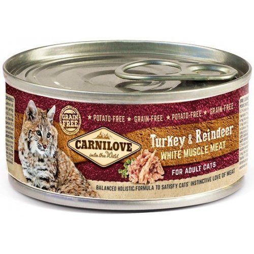 Carnilove White konz Muscle Meat Turkey&Reindeer Cats 100g