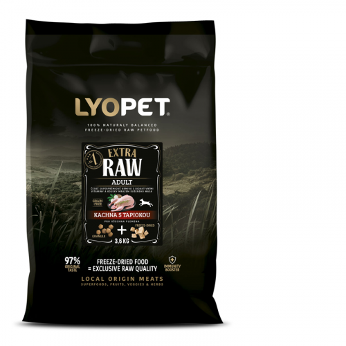 LYOPET Extra Raw Kachna s tapiokou 3,6 kg (pro všechna plemena)