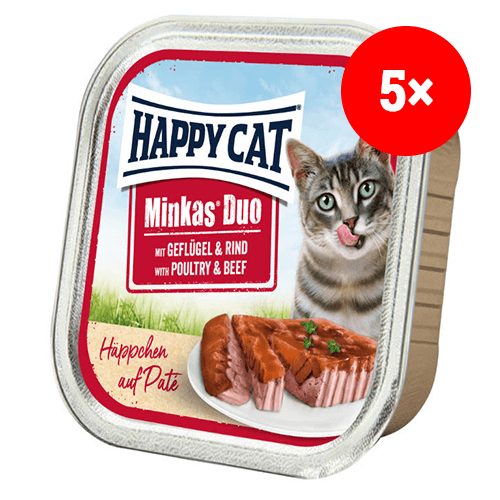 Happy Cat Minkas Duo - Drůbež & Hovězí 5 x 100 g