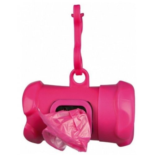 Pouzdro plast +sáčky na psí exkrementy KOST růžová Trixie