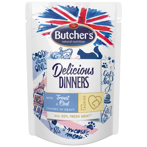 Butcher's Cat Delic. Dinner pstruh+treska kapsa 100g (min. odběr 24 ks)
