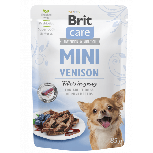 Brit Care Dog Mini Venison fillets in gravy 85g (min. odběr 24 ks)